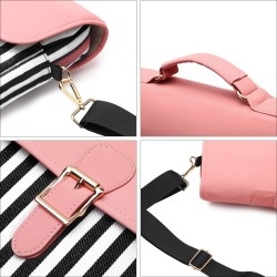 Laptop Bag 13.3 Inch - for Women Shoulder Messenger- Laptop Computer Case (Stripe Pink)