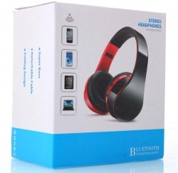 Bluetooth Headphones Over Ear ,Hi-Fi Sterio,Foldable,Wired Mode for iphone/ipad,pc(red)