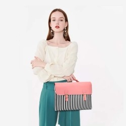 Laptop Bag 13.3 Inch - for Women Shoulder Messenger- Laptop Computer Case (Stripe Pink)