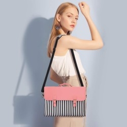 Laptop Bag 13.3 Inch - for Women Shoulder Messenger- Laptop Computer Case (Stripe Pink)