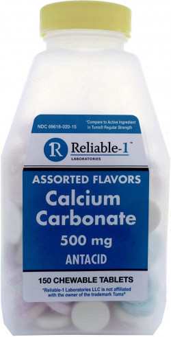 Reliable-1 Chewable Tablets Calcium Antacid Assorted Flavor 500 Mg 150 Ct 2 Pack