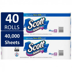 Scott 1000 Toilet Paper, 40 Rolls, 40,000 Sheets