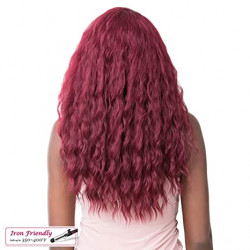 Se trata de una peluca sintética de encaje frontal de encaje simple ondulado, BURG