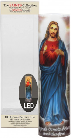 Stonebriar The Saints Collection Guardian Angel Flickering LED Prayer Candle with Automatic Timer, Religious Gift Ideas for Mom, Dad, Sister, Brother, and Friends 8 Inches