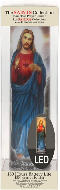 Stonebriar The Saints Collection Guardian Angel Flickering LED Prayer Candle with Automatic Timer, Religious Gift Ideas for Mom, Dad, Sister, Brother, and Friends 8 Inches