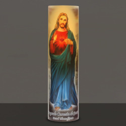 Stonebriar The Saints Collection Guardian Angel Flickering LED Prayer Candle with Automatic Timer, Religious Gift Ideas for Mom, Dad, Sister, Brother, and Friends 8 Inches