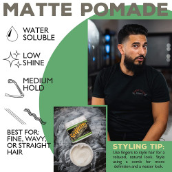 Suavecito Pomade - Fórmula mate (sin brillo), 32 onzas, 1 paquete – Pomada de pelo de sujeción media para hombres, pasta de pelo mate de bajo brillo para peinados de textura natural