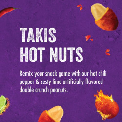 Takis Hot Nuts Fuego Double Crunch Peanuts, Hot Chili Pepper and Lime Artificially Flavored Peanuts, 3.2 Ounce Bag