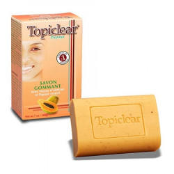 Topiclear–  Papaya  Exfoliating Soap ( Savon Gommant Papaya),  Avec Noyau  D'abricot &  And Papaya Extrait, 200 G / 7 OZ