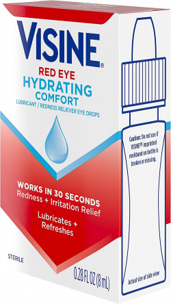 Visine Red Eye Hydrating Comfort Redness Relief Lubricating Eye Drops, 0.28 fl. oz