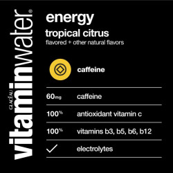 vitaminwater energy electrolyte enhanced water w/ vitamins, tropical citrus drink, 20 fl oz