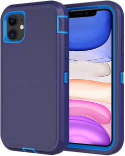 Wedall For IPhone 11 Case, With 2 X Screen Protector [Shockproof] [Drop Proof] [Dust Proof] Heavy Duty 3-Layer Rugged Protective Defender Cover For Apple IPhone 11 (Navy)