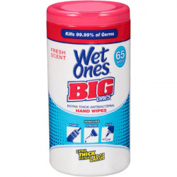 Wet Ones Big Ones Antibacterial Hand Wipes Fresh 65 Ct